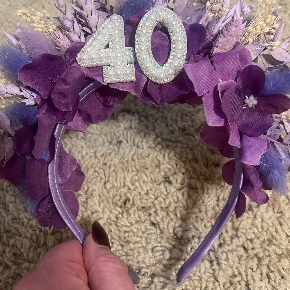 Purple Floral 40th Birthday Headband